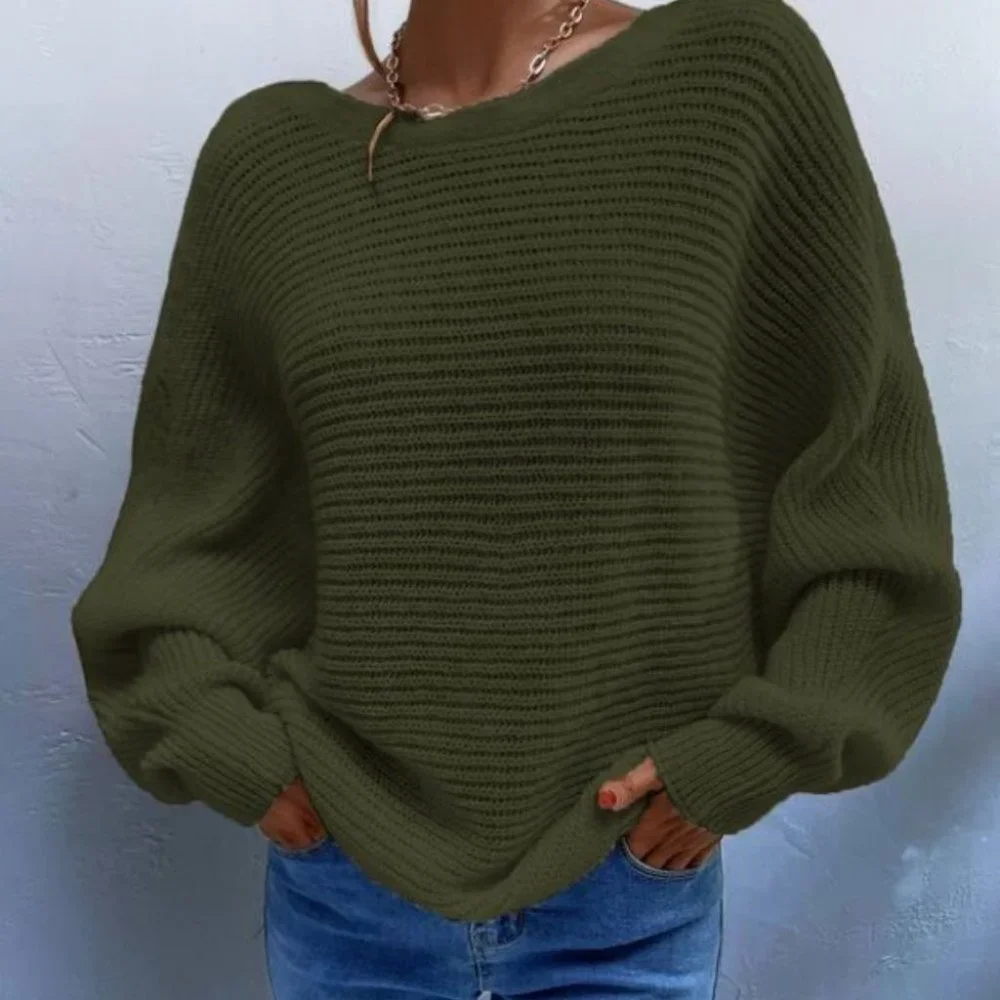 Cozy open tie back knit sweater top dusty GREEN - Picture 4 of 6
